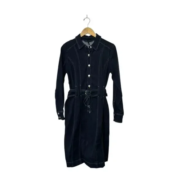 White House Black Market | Dresses | White House Black Market Blue Denim  Shirt Dress With Corset Style Belt Womens 2 | Poshmark